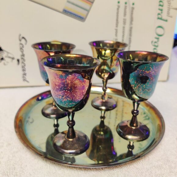 Vintage Wm Rogers Silver-plated Goblet Set with Serving Tray Pre Owned - Picture 9 of 16